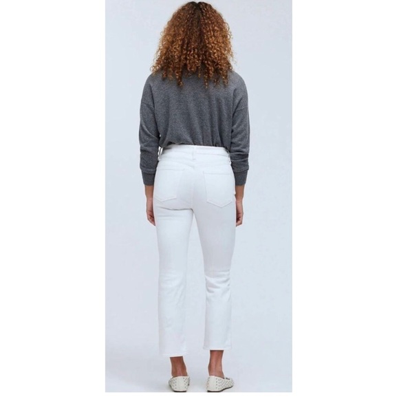 Madewell Mid-Rise Kick Out Crop Jeans in Pure White Style NI961 Size 25 - Picture 3 of 16
